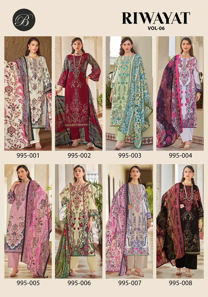 Riwayat Vol 6 By Belliza Viscose Rayon Printed Pakistani Dress Material Wholesale Online
